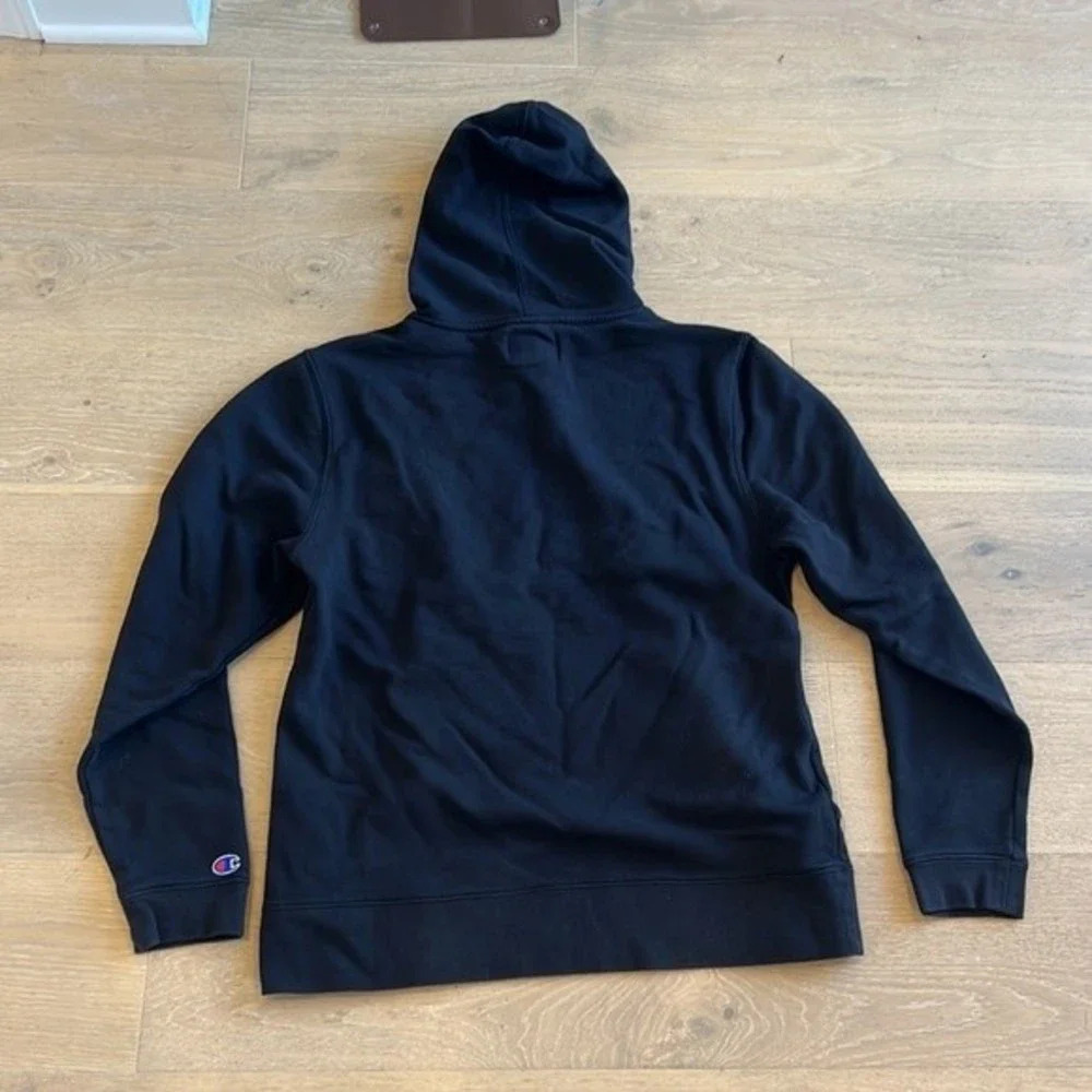 Champion Sweatshirt Logo Large Black White Hoodie Cozy Soft Oversized Mens Shirt - Picture 8 of 8